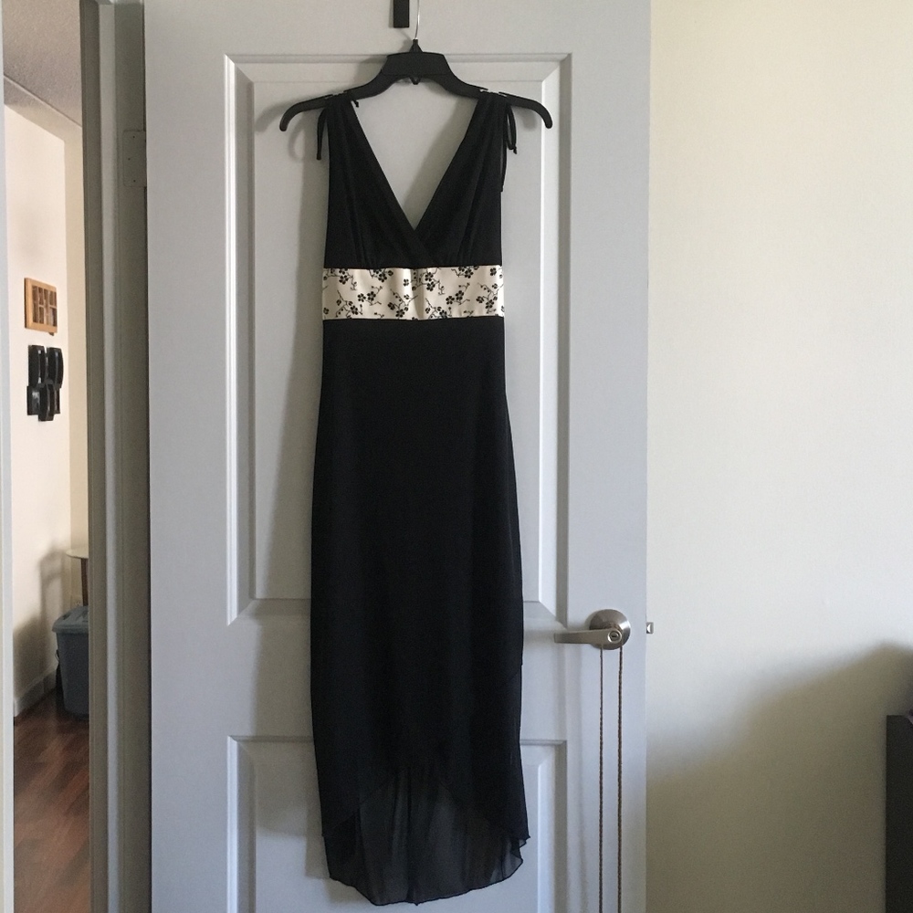 Black dress with floral sash (Ruby Rox)